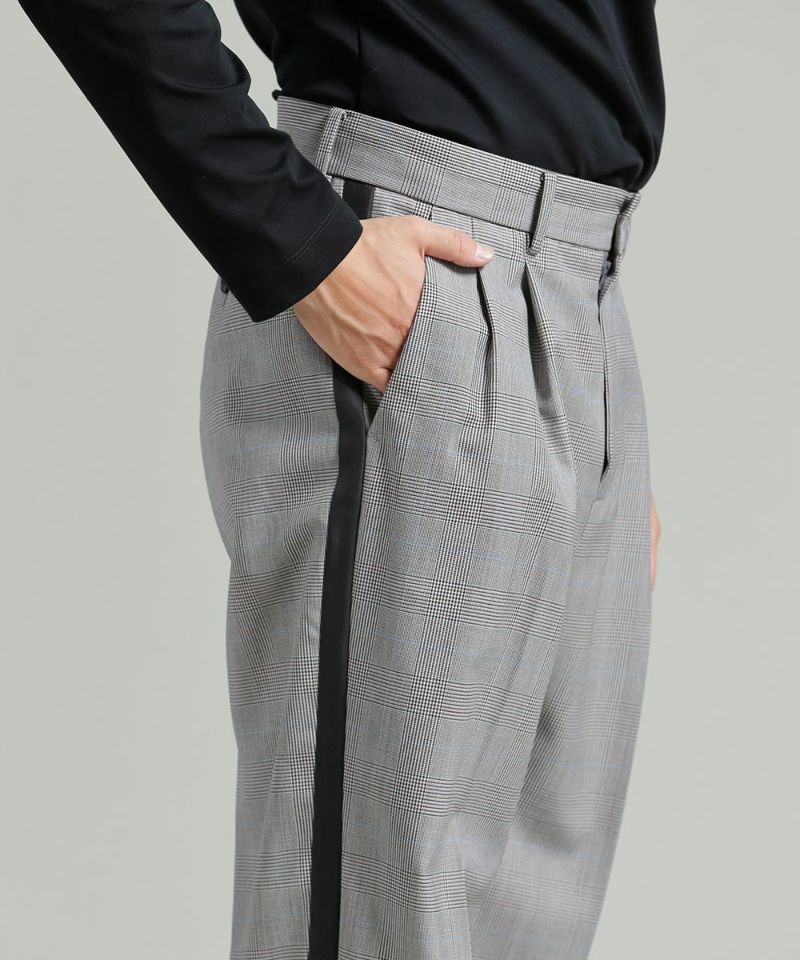 ウールブレンド・サイドラインチェックパンツ【PLAY】