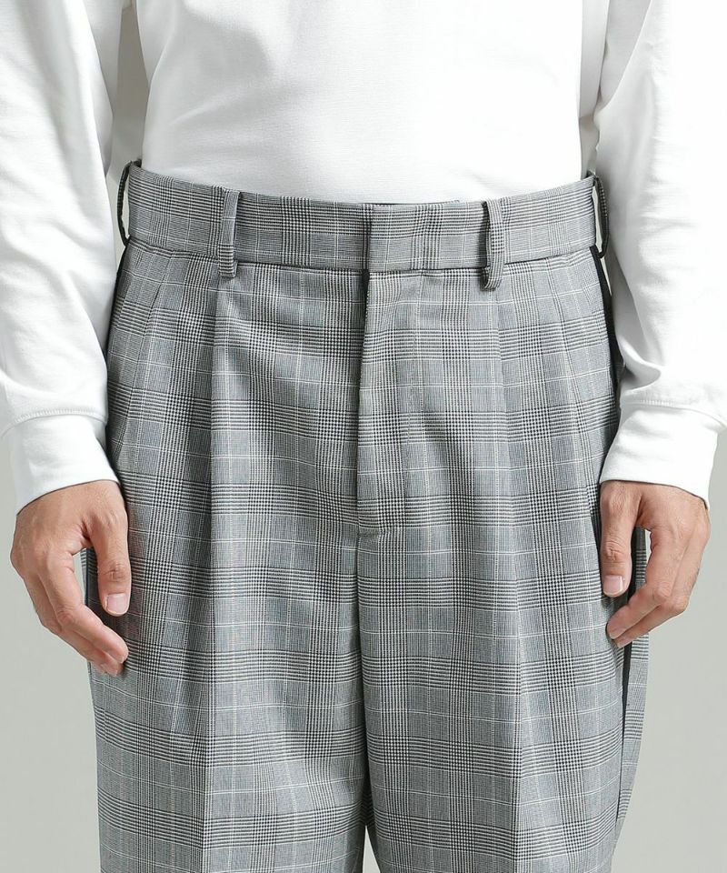 ウールブレンド・サイドラインチェックパンツ【PLAY】