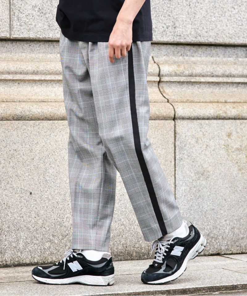 ウールブレンド・サイドラインチェックパンツ【PLAY】