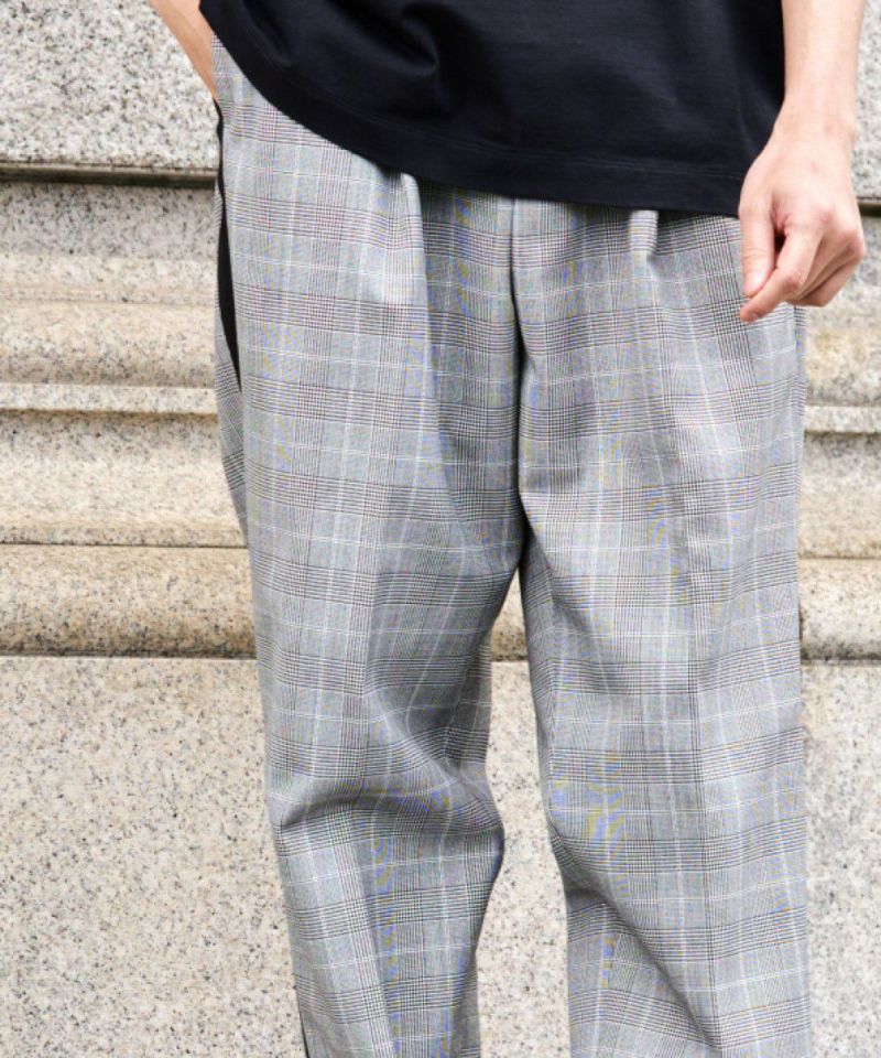 ウールブレンド・サイドラインチェックパンツ【PLAY】