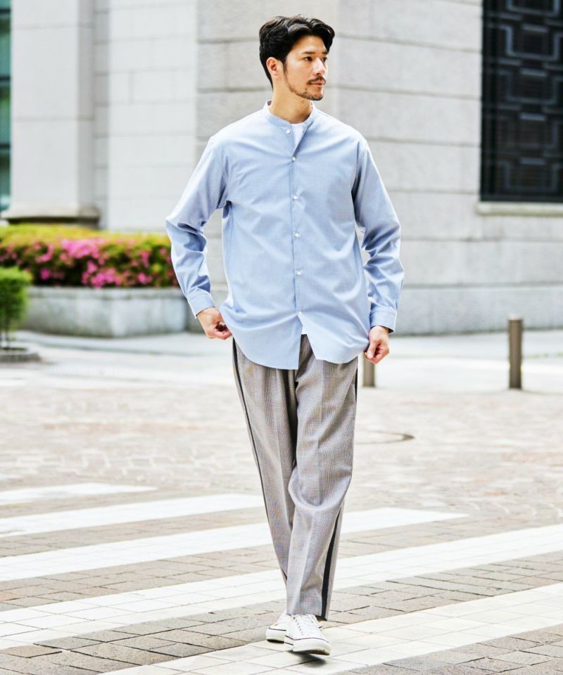 ウールブレンド・サイドラインチェックパンツ【PLAY】