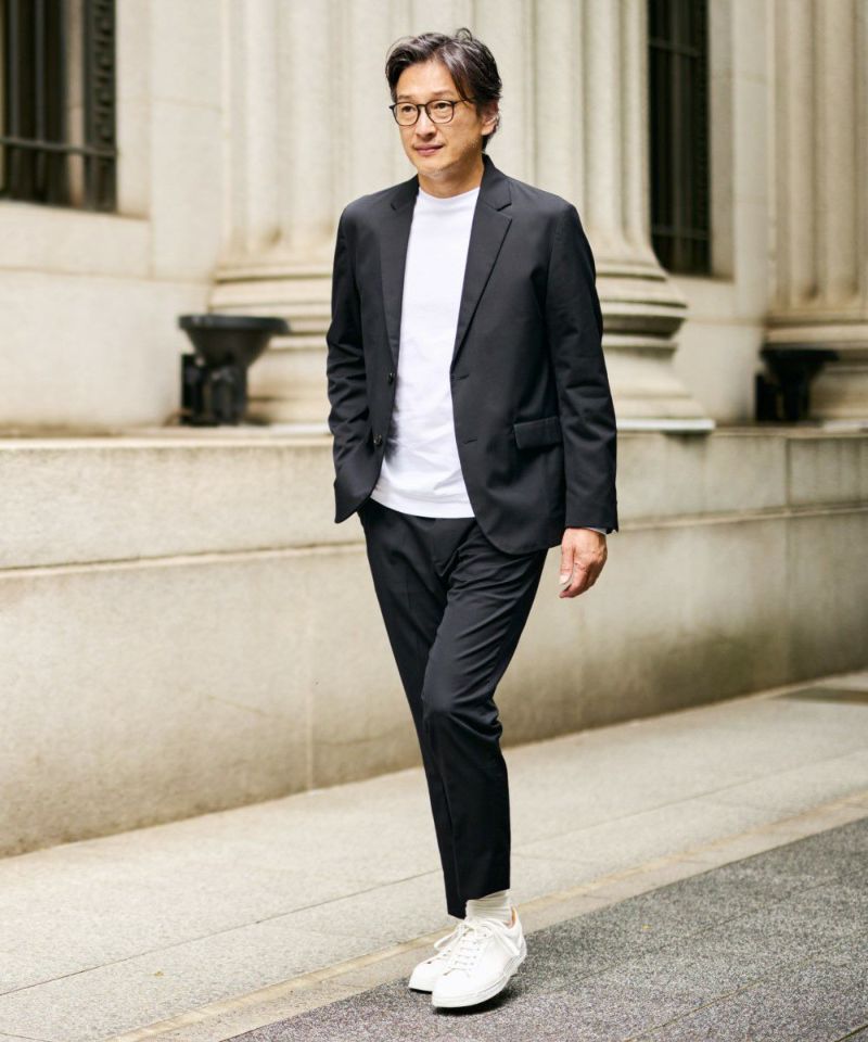 ストレッチ テーパードスラックス【FLAT】