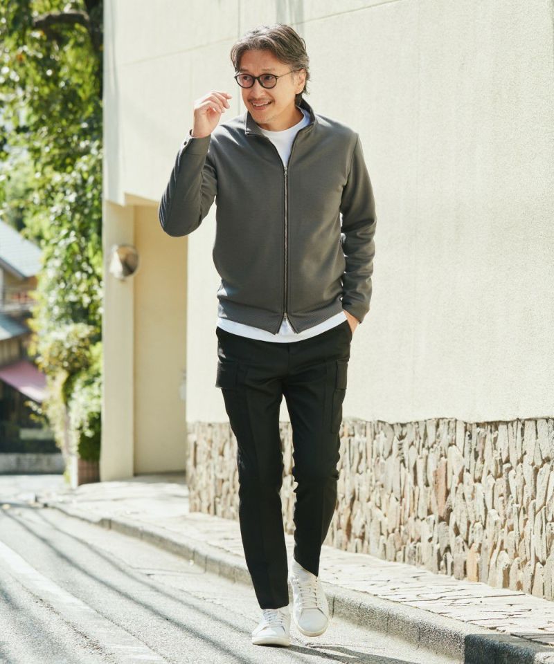 ダブルニット ドライバーズジップアップブルゾン【FLAT】