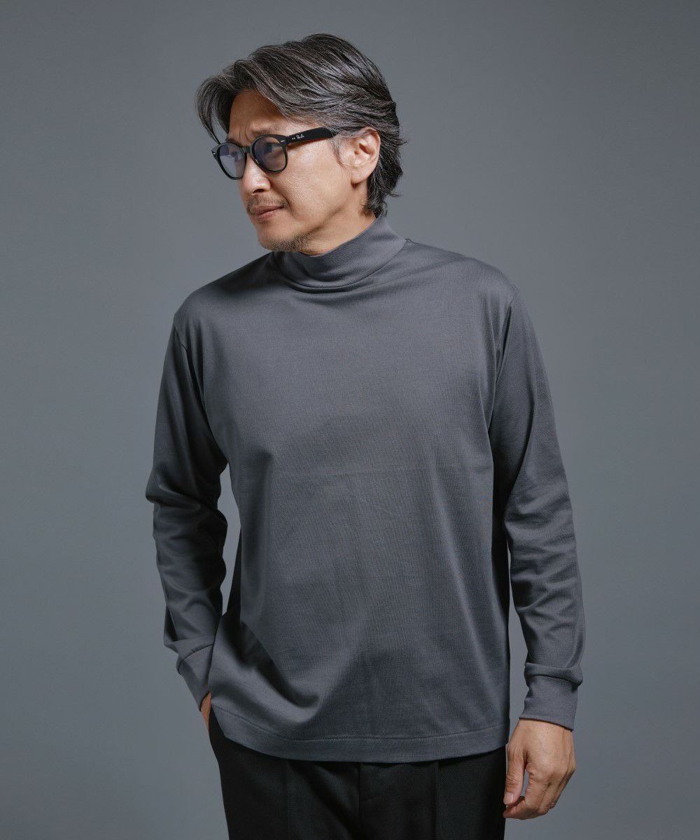 スムース天竺 ハイネック L/S Tシャツ【FLAT】
