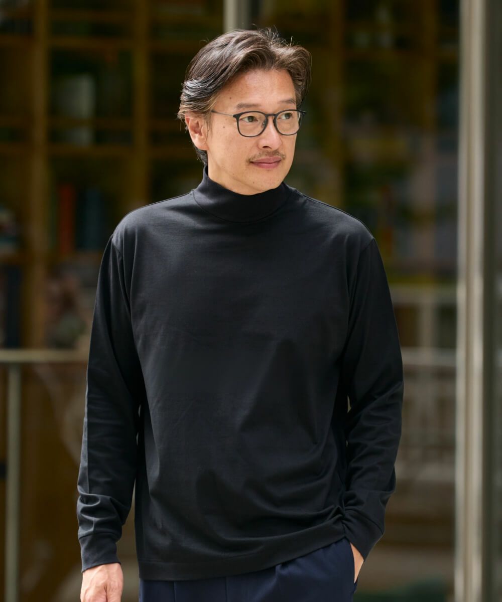 スムース天竺 ハイネック L/S Tシャツ【FLAT】