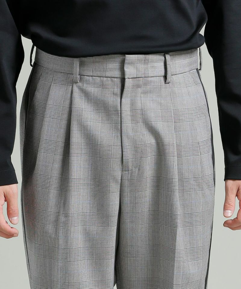 ウールブレンド・サイドラインチェックパンツ【PLAY】