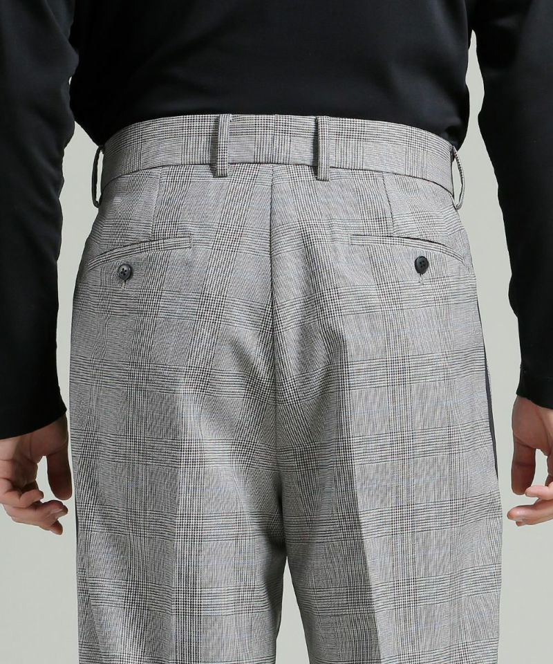 ウールブレンド・サイドラインチェックパンツ【PLAY】