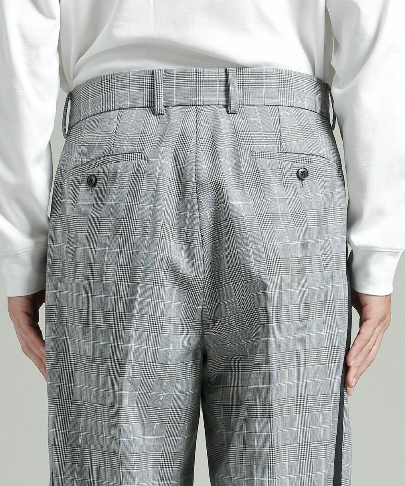 ウールブレンド・サイドラインチェックパンツ【PLAY】