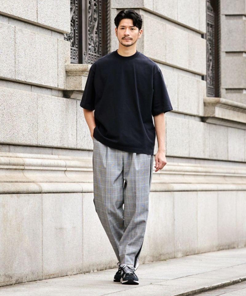 ウールブレンド・サイドラインチェックパンツ【PLAY】