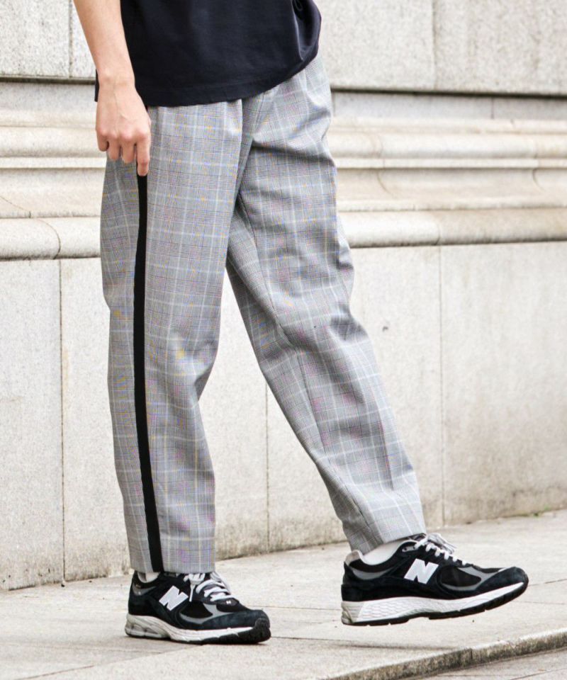 ウールブレンド・サイドラインチェックパンツ【PLAY】