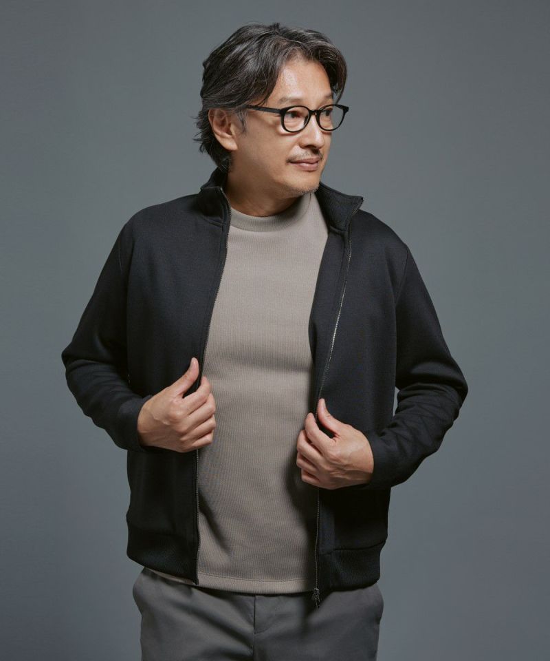 ダブルニット ドライバーズジップアップブルゾン【FLAT】