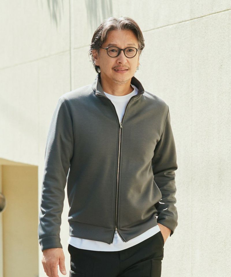 ダブルニット ドライバーズジップアップブルゾン【FLAT】